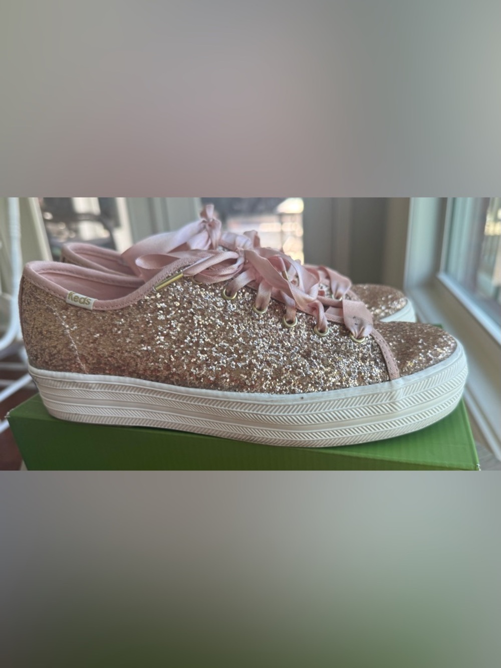 Keds x Kate Spade Pink Glitter Platform Sneakers